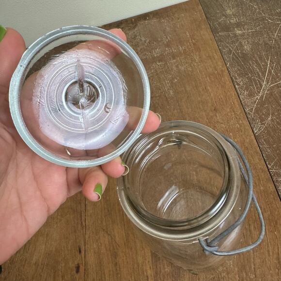 BALL Mason Jar 1933-1962 QUART Jar Bale Locking Glass Lid Embossed - Picture 7 of 9